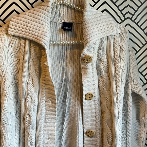 2000s Long Sweater cardigan cream essential timeless 90s vintage y2k - Picture 3 of 4